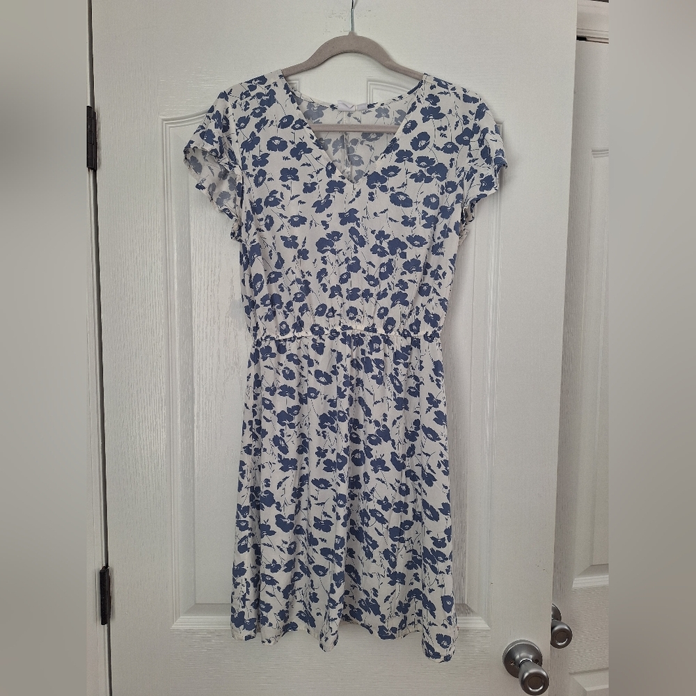 GAP Floral Mini Dress in Blue and White